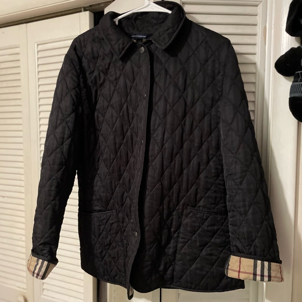 Burberry Black Quilted checkered pattern jacket.